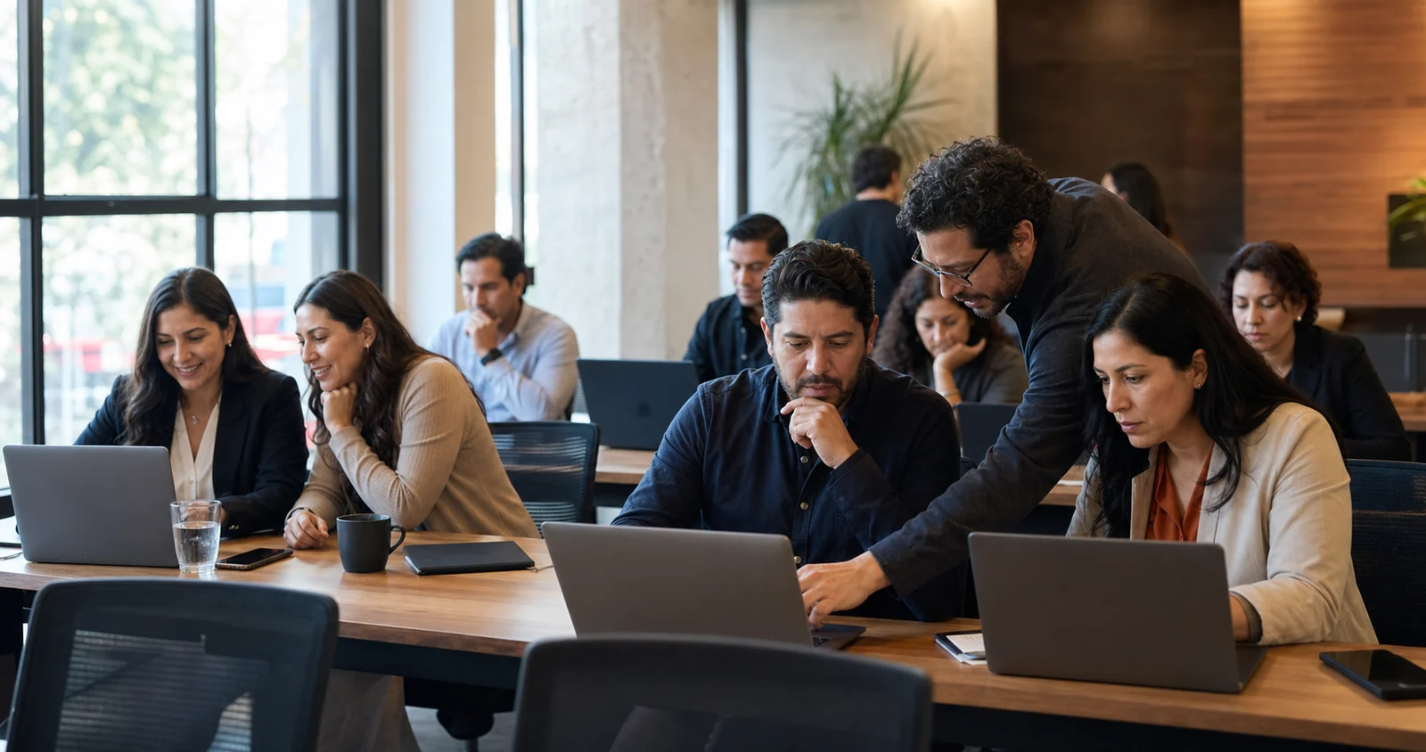 Profesionales participando en un taller presencial y práctico de inteligencia artificial